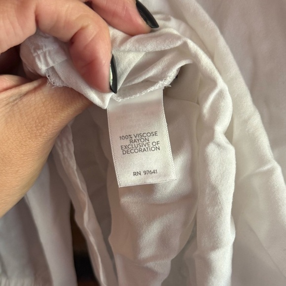 J Jill Women XL Top Blouse White Boho Summer Vacation Flowy Casual Cool Travel - Picture 6 of 6